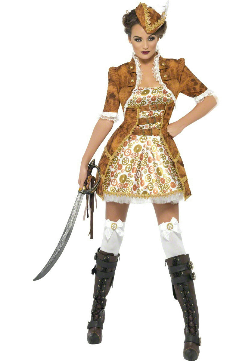 Smiffy's Women's Fever Steampunk Pirate Adult Costume Size Medium 10-12