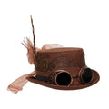 Brown Steampunk Top Hat With Attached Goggles