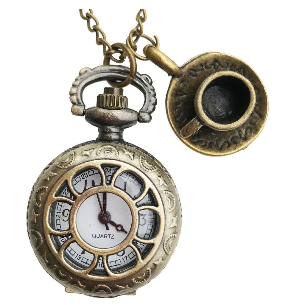 Alice Inspired Pocket Watch Necklace Vintage Steampunk Jewelry
