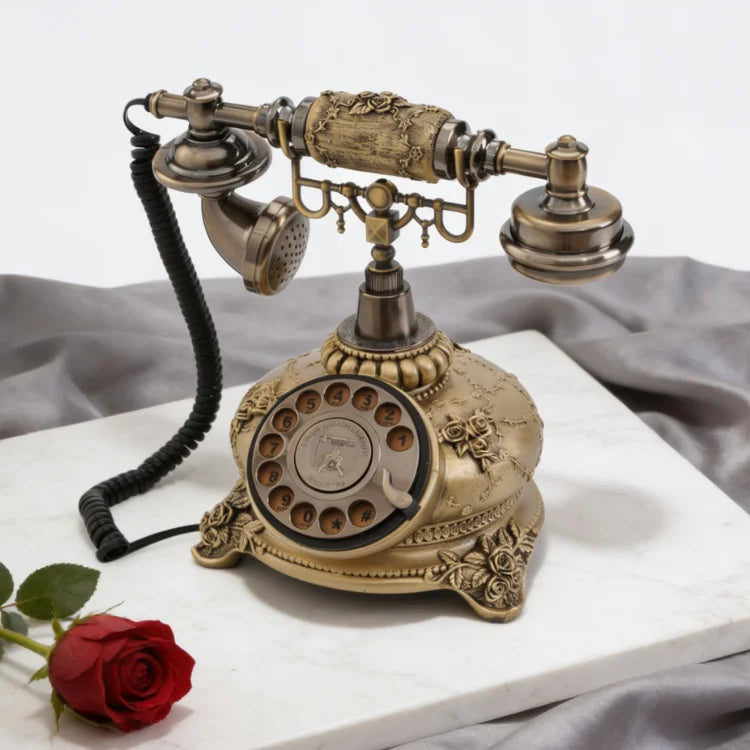Vintage Rotary Phone with Customizable Voice Recording Function