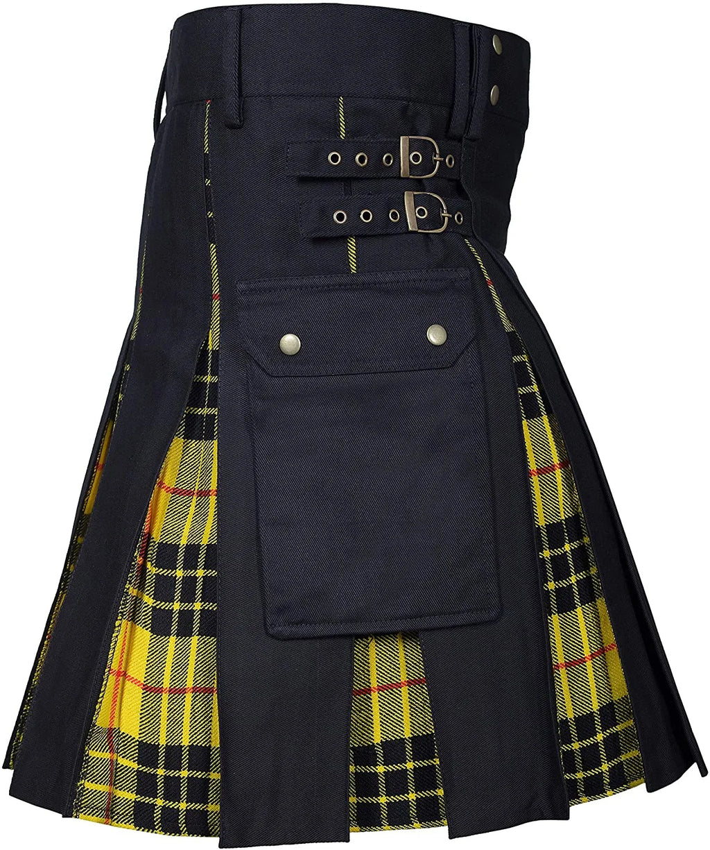 Kilts For Men, Utility Kilt, 100% Cotton Jeans Hybrid Kilt, Modern Box Pleated Tartan Traditional Mens Kilt