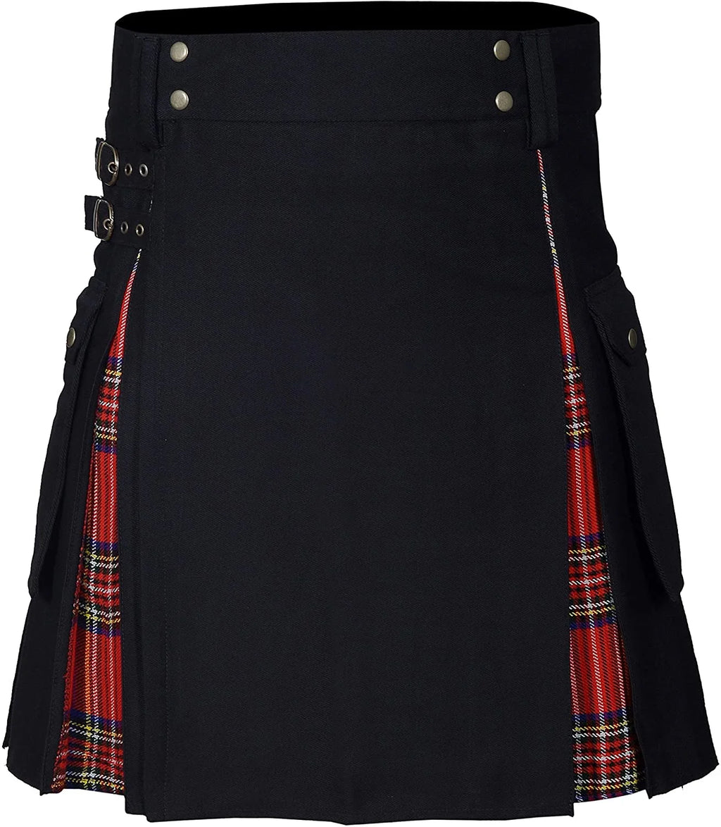 Kilts For Men, Utility Kilt, 100% Cotton Jeans Hybrid Kilt, Modern Box Pleated Tartan Traditional Mens Kilt
