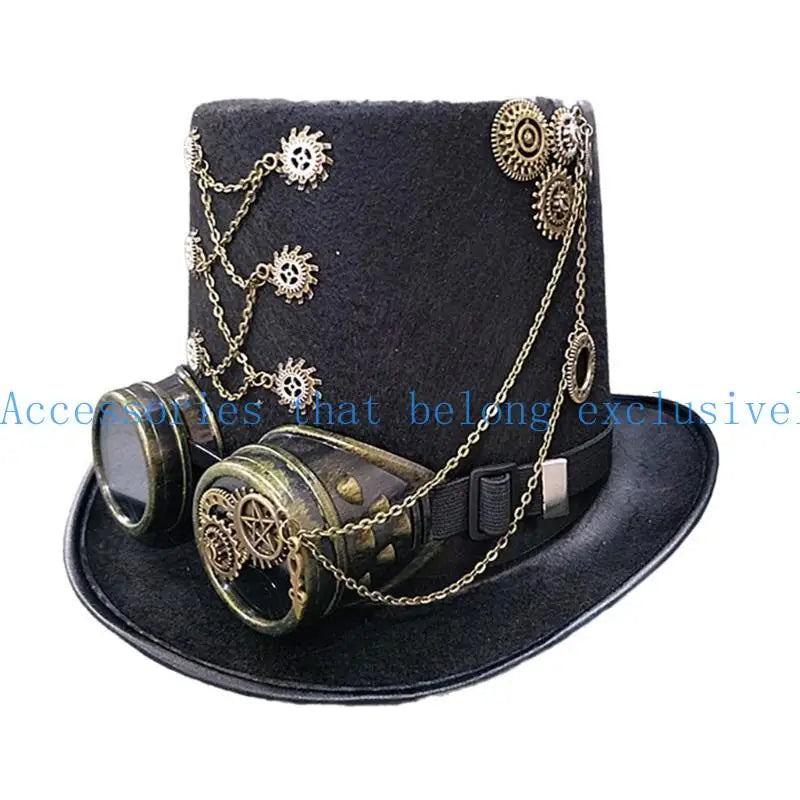 31BB Victorian Punk Flat Top Hat Party Hat Dancing Cocktail Head Magician Hat Cosplay Props Costume