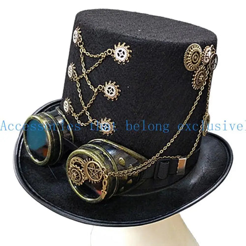 31BB Victorian Punk Flat Top Hat Party Hat Dancing Cocktail Head Magician Hat Cosplay Props Costume