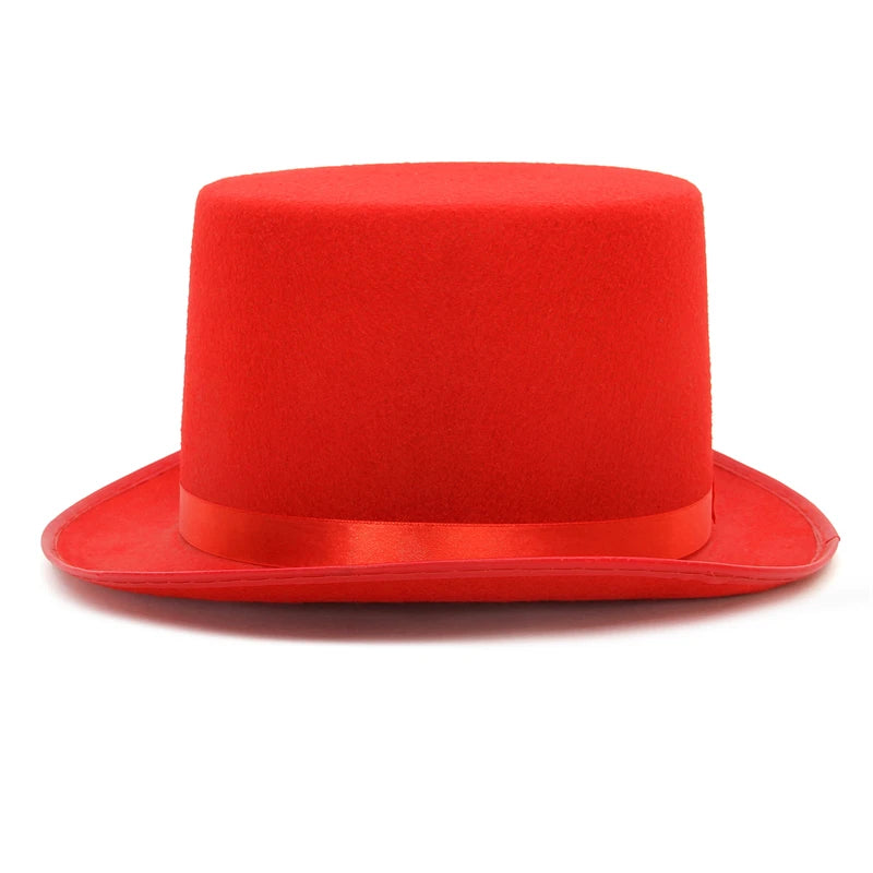 Gentleman Mad Hatter Hat Halloween Party Costume Felt Magician Hat Cap Cylinder Hat  for Women Men