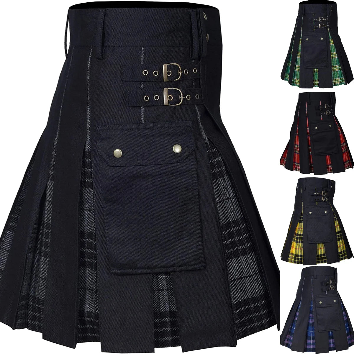 Kilts For Men, Utility Kilt, 100% Cotton Jeans Hybrid Kilt, Modern Box Pleated Tartan Traditional Mens Kilt