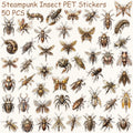 50pcs Steam Punk Insects Spider Butterfly PET Stickers Decals For Laptop Wall Suitcase Skateboard DIY Retro Waterproof Stickers