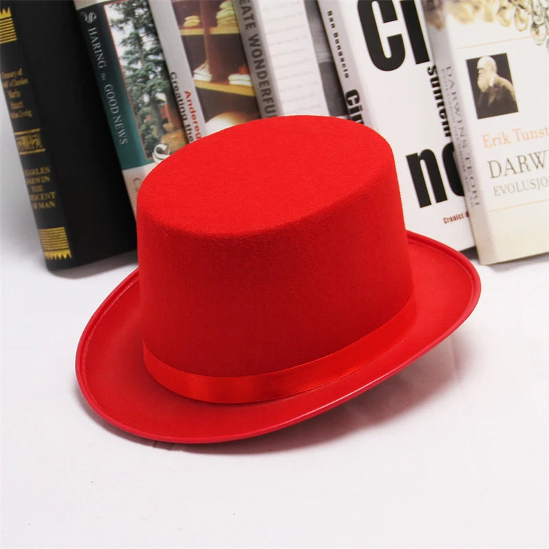 Gentleman Mad Hatter Hat Halloween Party Costume Felt Magician Hat Cap Cylinder Hat  for Women Men
