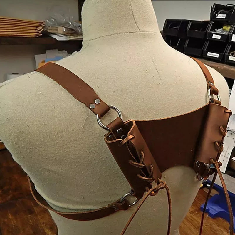 Medieval Sword Katana Shoulder Back Sheath Scabbard Holder Ninja Warrior Samurai Cosplay Costume PU Leather Belt Rapier Holster