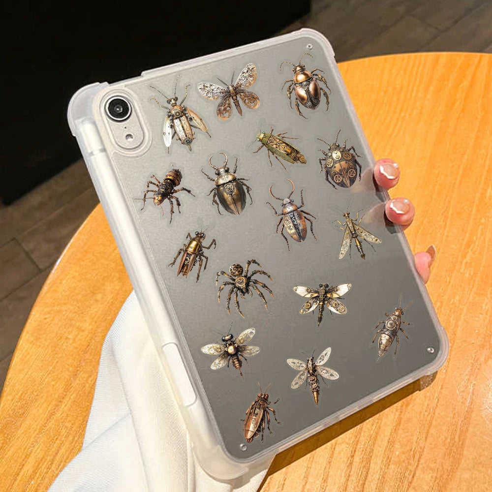 50pcs Steam Punk Insects Spider Butterfly PET Stickers Decals For Laptop Wall Suitcase Skateboard DIY Retro Waterproof Stickers
