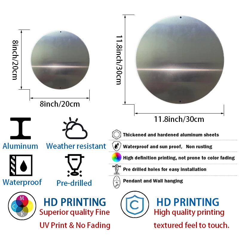 Steampunk Guitar Wall Art Decor,  Round Aluminum Metal Sign with Gears & Roses, Waterproof & Weather Resistant for Home, Office