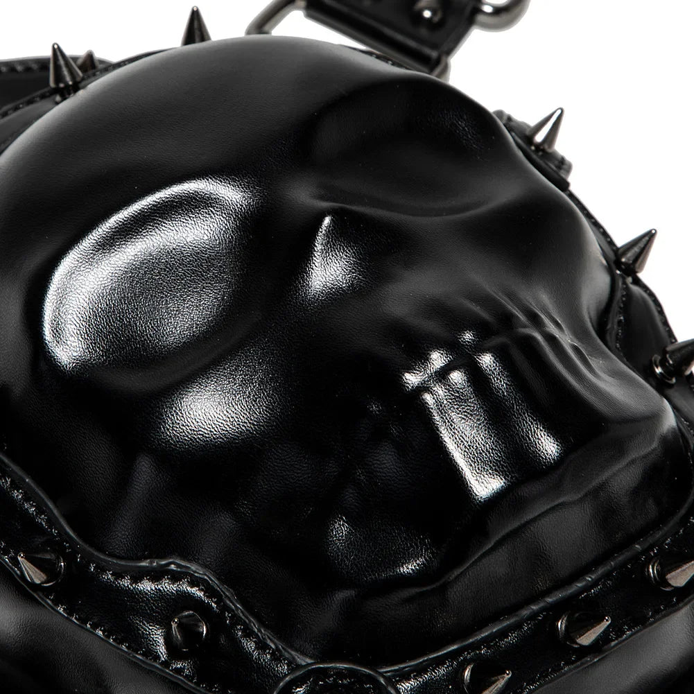 Steam Rock Gothic Black Punk Rivet Skull Shoulder Waist Bag Backpack Halloween Cosplay Accessories Suitable For Men And Women