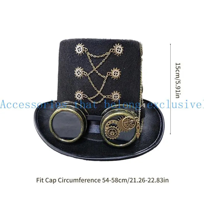 31BB Victorian Punk Flat Top Hat Party Hat Dancing Cocktail Head Magician Hat Cosplay Props Costume