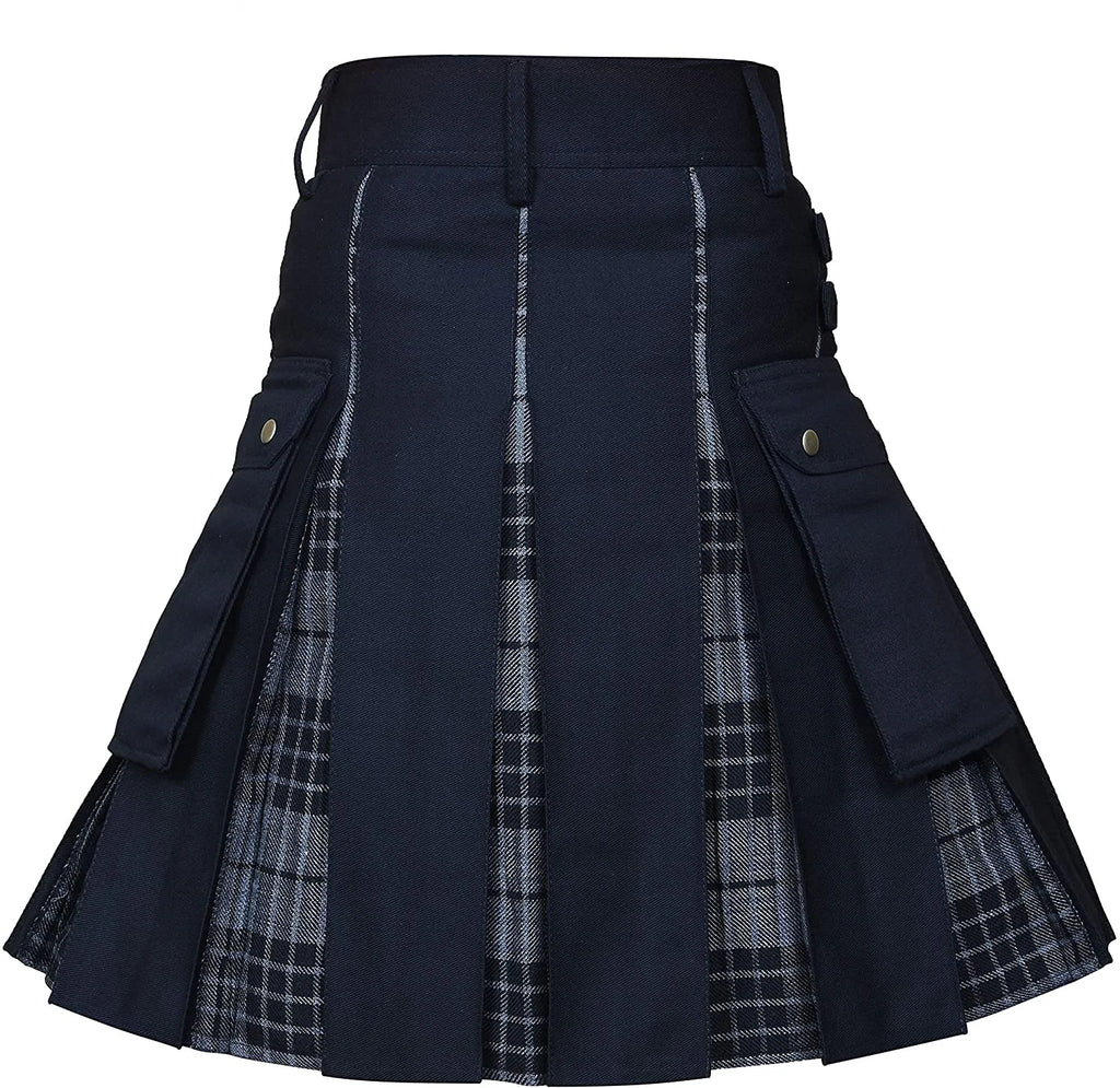 Kilts For Men, Utility Kilt, 100% Cotton Jeans Hybrid Kilt, Modern Box Pleated Tartan Traditional Mens Kilt