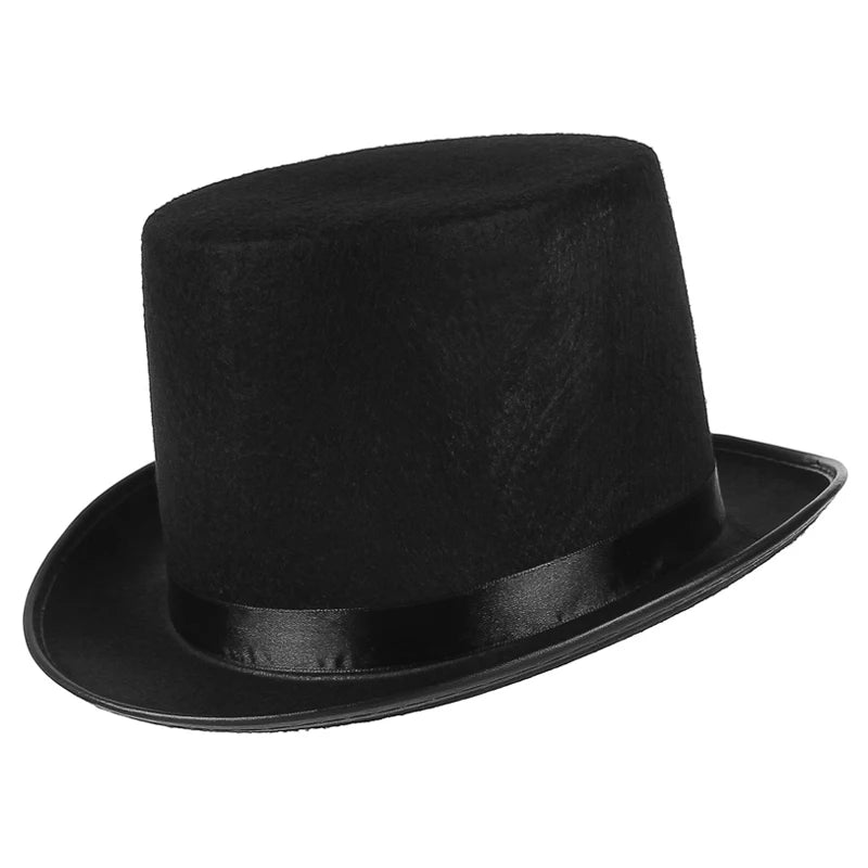 Gentleman Mad Hatter Hat Halloween Party Costume Felt Magician Hat Cap Cylinder Hat  for Women Men