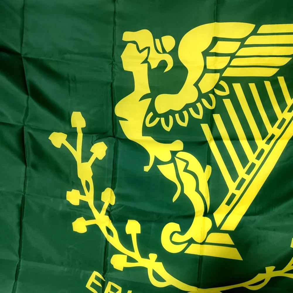 Ireland Flag Irish Harp Erin Go Bragh - 90x150cm Polyester Banner, Outdoor Decor, Fade Proof, Waterproof, Premium Quality
