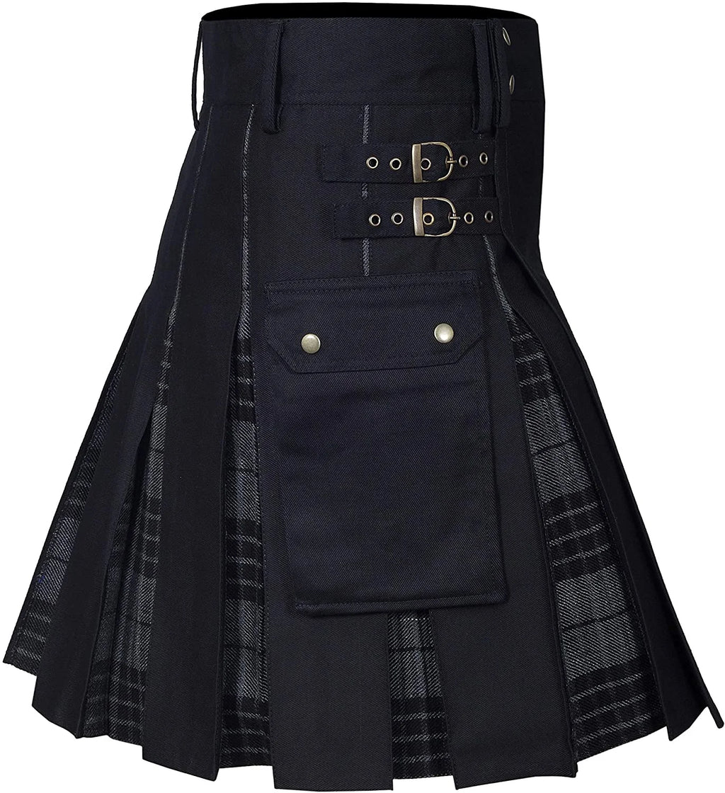 Kilts For Men, Utility Kilt, 100% Cotton Jeans Hybrid Kilt, Modern Box Pleated Tartan Traditional Mens Kilt