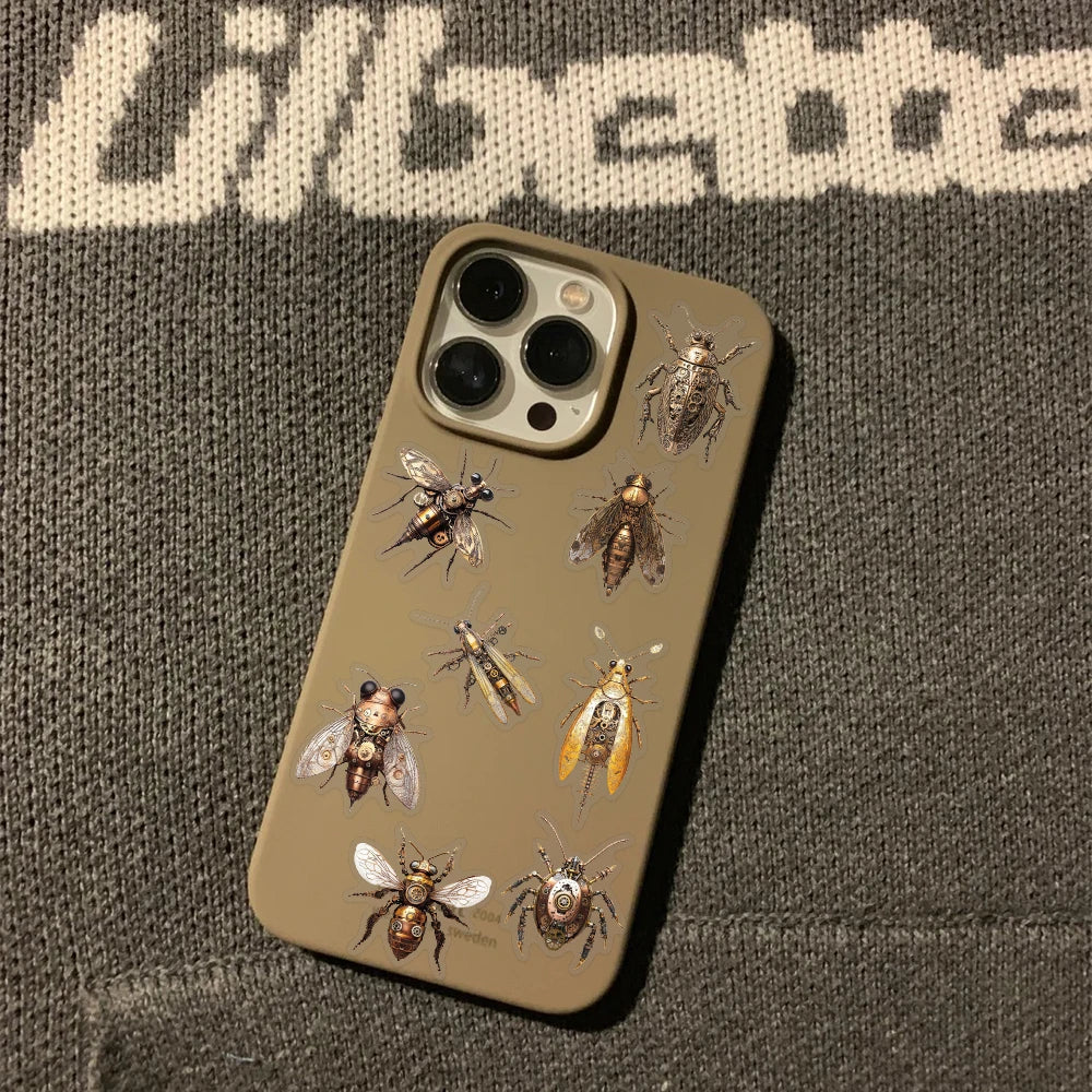 50pcs Steam Punk Insects Spider Butterfly PET Stickers Decals For Laptop Wall Suitcase Skateboard DIY Retro Waterproof Stickers