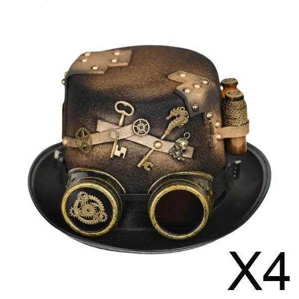 Gothic Steampunk Punk Top Hat with Gear Glasses