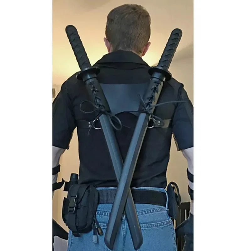 Medieval Sword Katana Shoulder Back Sheath Scabbard Holder Ninja Warrior Samurai Cosplay Costume PU Leather Belt Rapier Holster