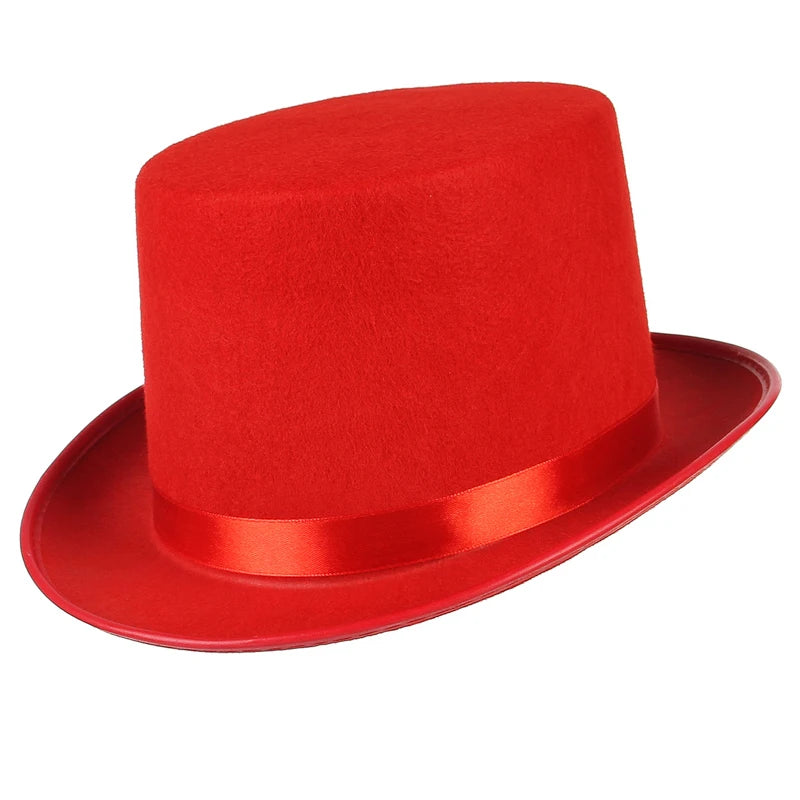 Gentleman Mad Hatter Hat Halloween Party Costume Felt Magician Hat Cap Cylinder Hat  for Women Men