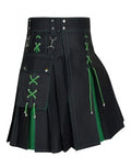 Men's Kilt Utility Solid Pleated Buckle Straps with Cargo Pockets