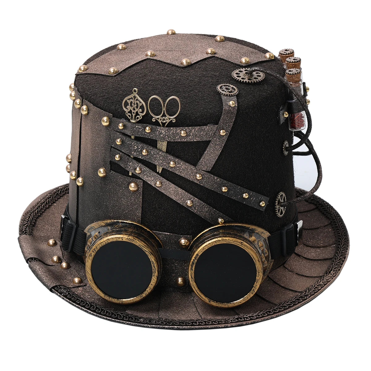 Goth Punk Hat Men Women Handmade Halloween Party Carnival Magic Cosplay Fedora Bowler Hat Steampunk Accessories