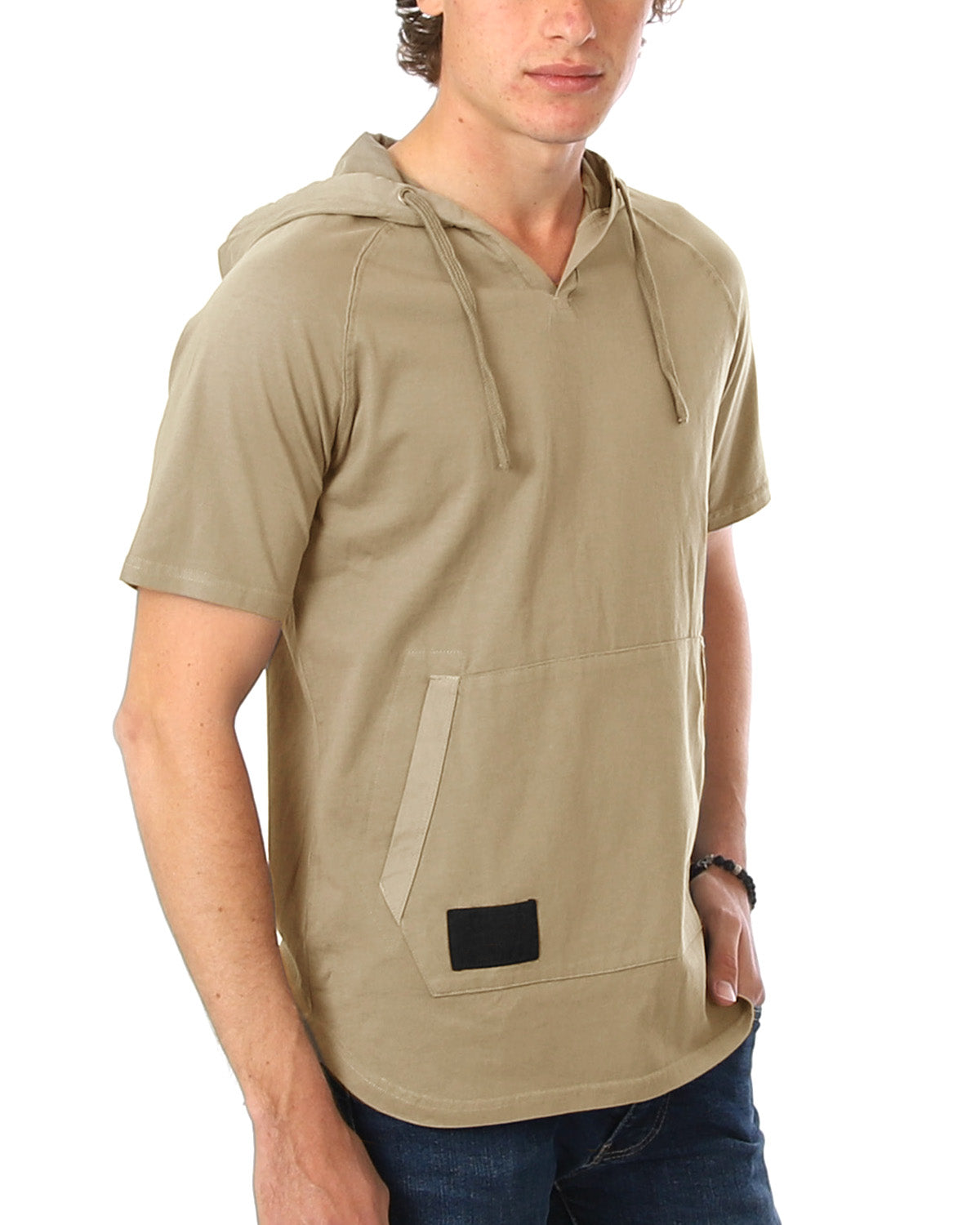 ZIMEGO Men's Pigment Dyed Short Sleeve Vintage Fashion Hoodie